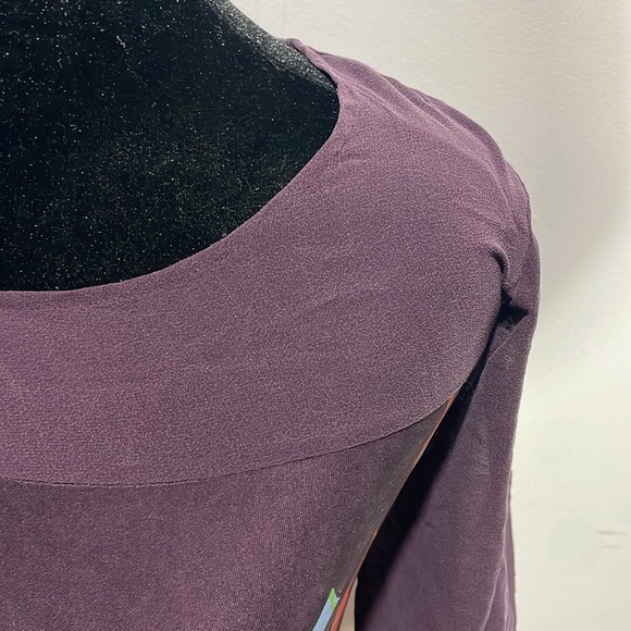 ILLIG 100% silk dress size large purple orange blue - Picture 3 of 6